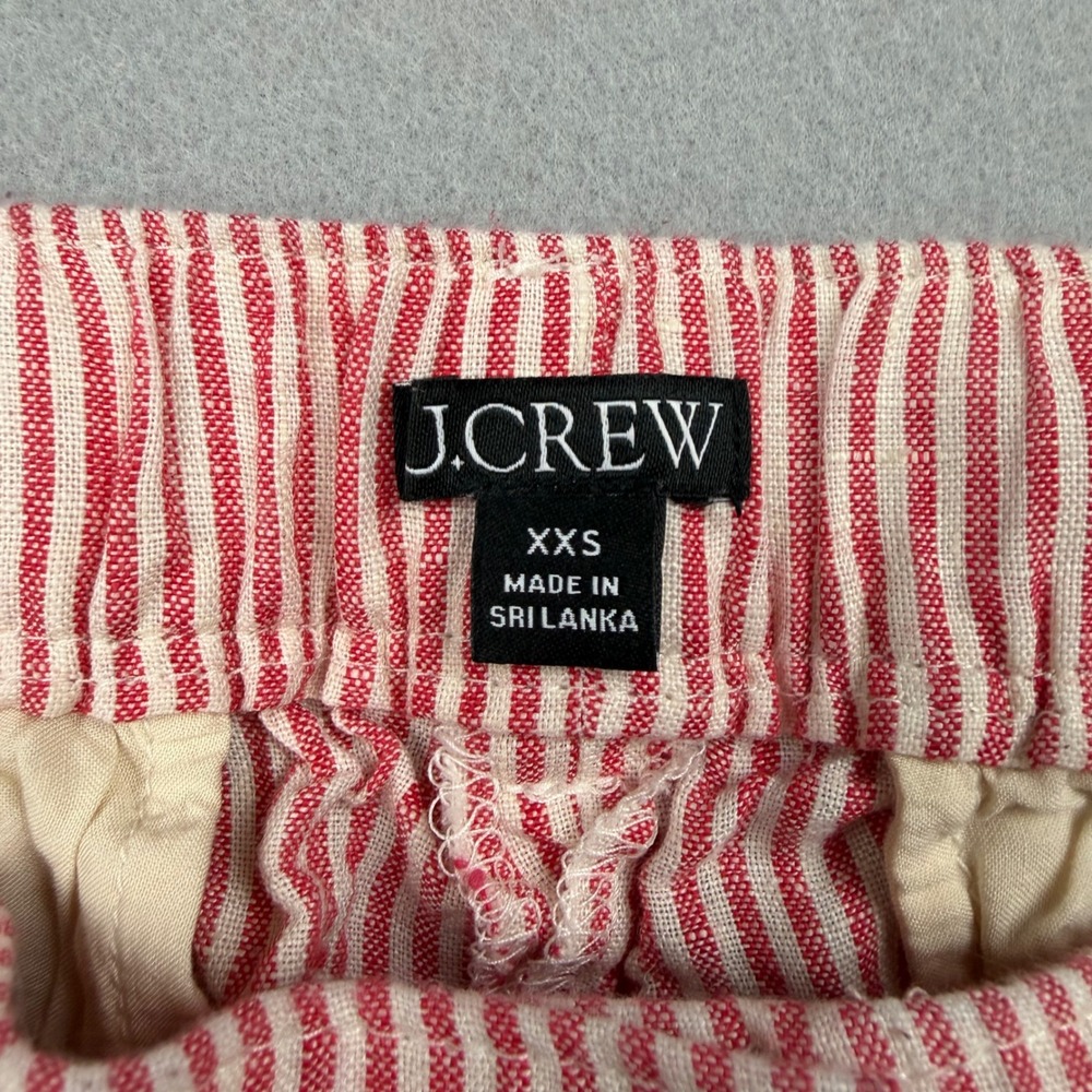 J.Crew Women XXS Electric Red Striped Harbor Shorts 100% Linen Re-Imagined CH879 - Picture 3 of 11